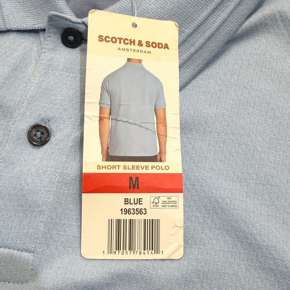 Scotch & Soda Mens Medium Short Sleeve Soft Knit Polo Shirt Blue NWT (read) - Picture 8 of 12